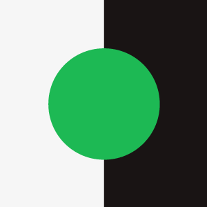 a Spotify green circle on a background that is half black, and half white